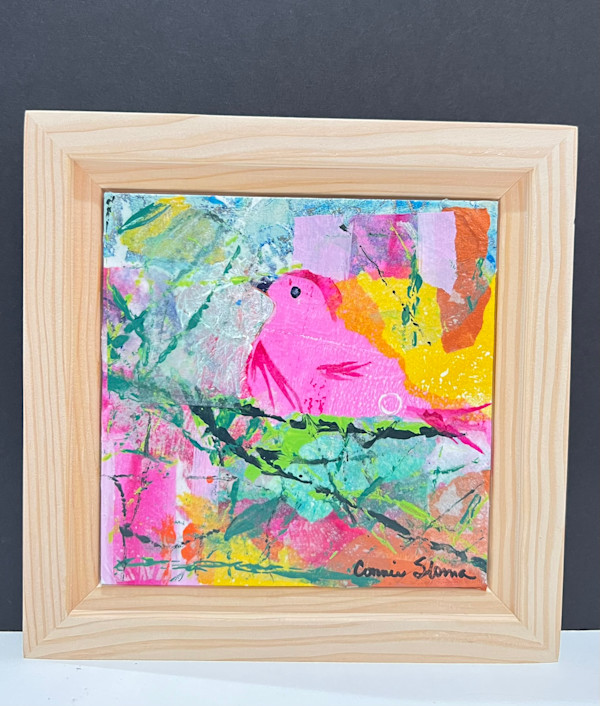 Pink Bird on Her Nest by Connie Sloma Artist