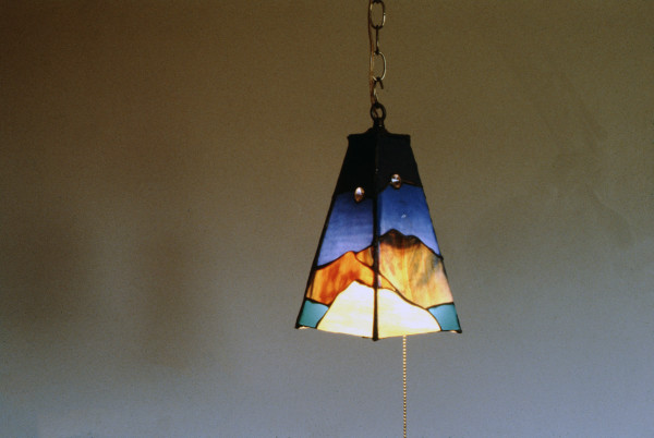 Mountain Scene Stained Glass lampshade by Diane Gore