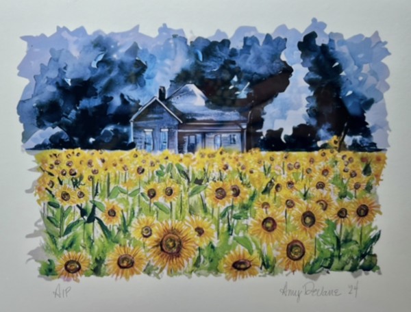 Print of Field of Sunflowers by Amy DeVane