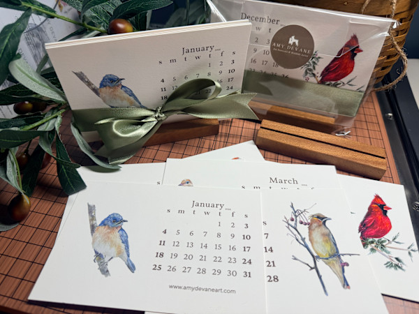 Desk calendars (3 @ 18.35 each)-Backyard Birds-Fine Art Prints-Aurora Paper by Amy DeVane