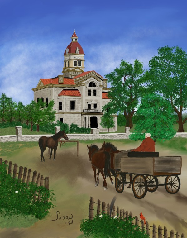 Bandera Courthouse by Paintings by Susan