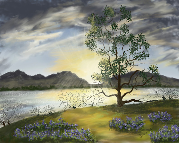 Bluebonnets by the Lake by Susan Reich