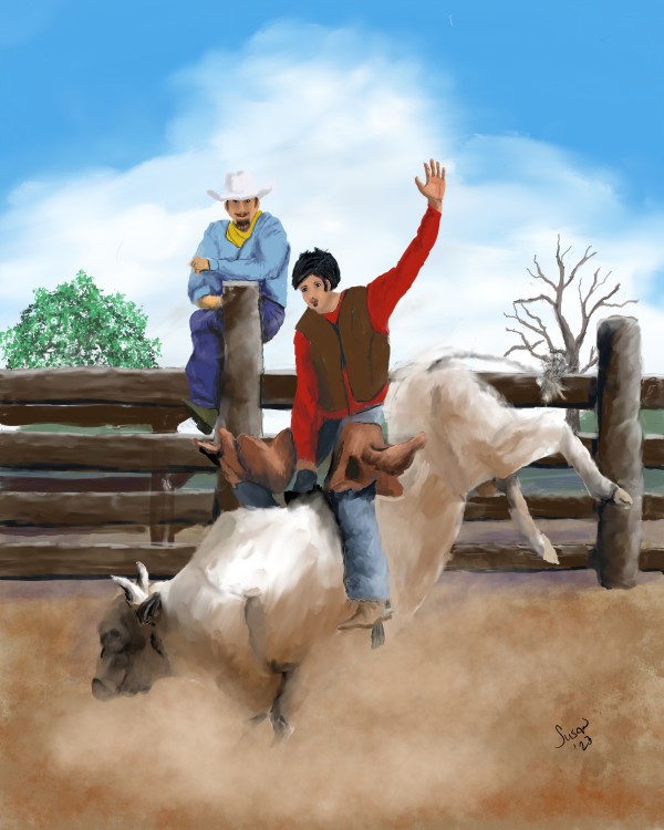 Bull Riding by Paintings by Susan