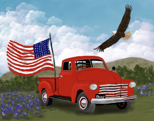 Patriotic Red Truck by Susan Reich