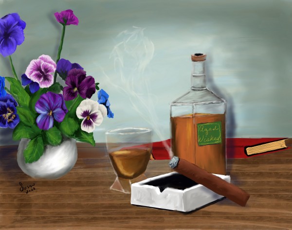 Cigar and Whiskey by Paintings by Susan