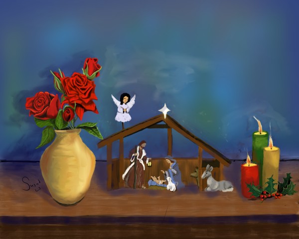 Roses & Nativity by Paintings by Susan