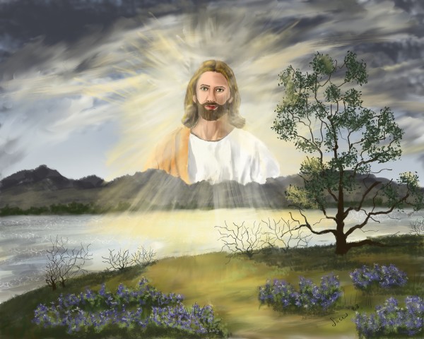 Christ with Bluebonnets by Susan Reich