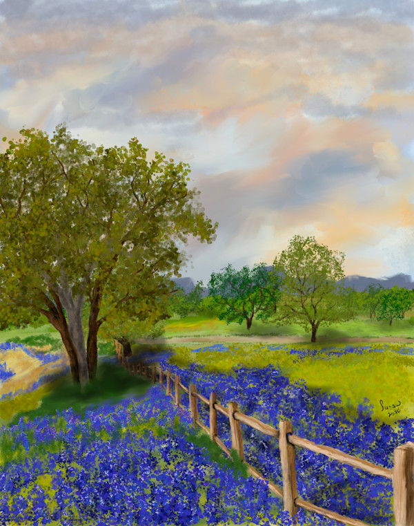 Bluebonnet Fence by Susan Reich