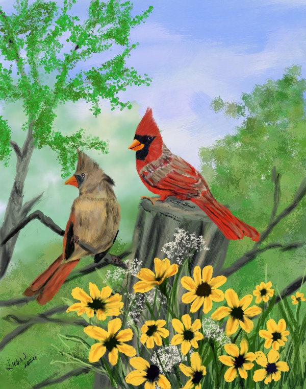 Cardinals on the Post by Susan Reich