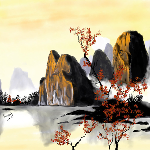 Yellow Sky 6 x 6 by Susan Reich