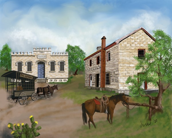 Old Bandera Courthouse by Paintings by Susan