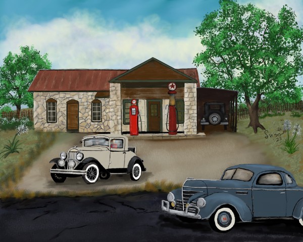 Pipe Creek Gas Station by Paintings by Susan