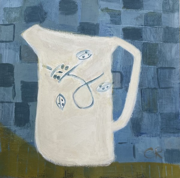White Jug on Blue by Chrissie Richards