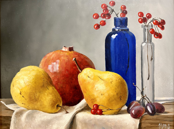 Bottles & Fruit by Julie Y Baker Albright