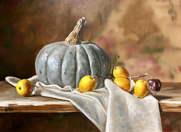 Blue Squash / Yellow Apple by Julie Y Baker Albright