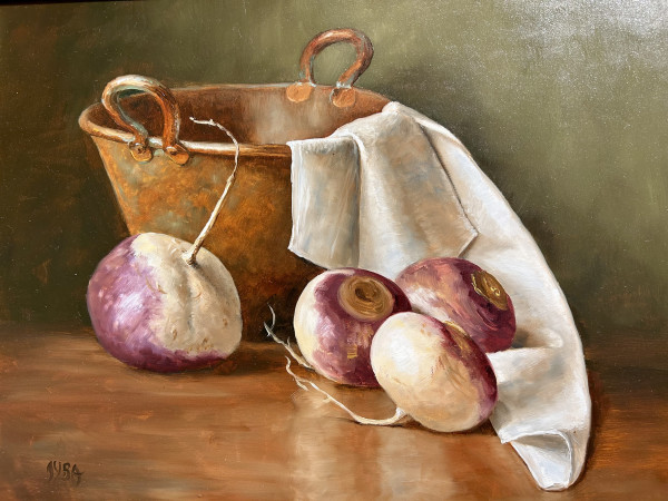 Large Turnips / Copper Pot by Julie Y Baker Albright