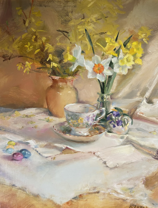 Daffodils & Teacup by Debbie Lazar