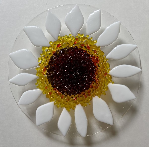 Garden Stake - Flower (clr w/white-orange red center) by Cindy Cherrington