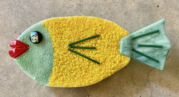 Garden Stake - Fish yellow-green tail by Cindy Cherrington