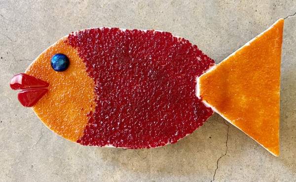 Garden Stake - Fish red, orange tail by Cindy Cherrington