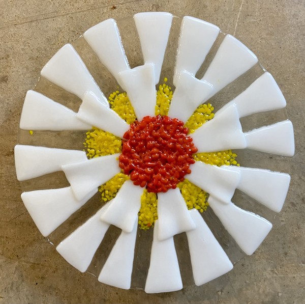 Garden Stake - Flower (clr w/white with orange & yellow center) by Cindy Cherrington