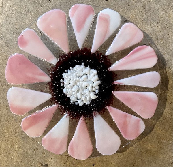 Garden Stake - Flower (pink/white, magenta & white center) by Cindy Cherrington