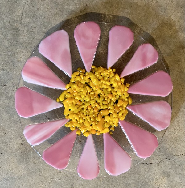 Garden Stake - Flower (pink/white, yellow center) by Cindy Cherrington