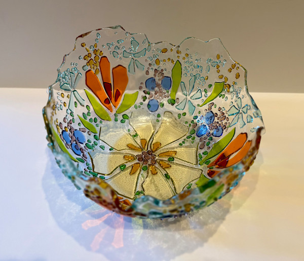 Wildflower Bowl -Lt Amber Flower by Cindy Cherrington, Image 1.