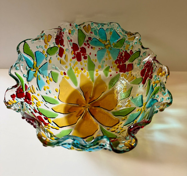 Wildflower Bowl - Med Amber Flower by Cindy Cherrington, Image 1.