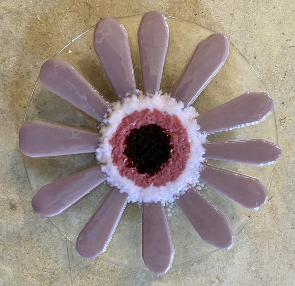 Garden Stake - Flower (clr w/dusty lilac, shades pink center)