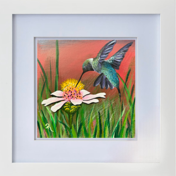 Hungry Hummer Art Print - Framed by Donna Richardson