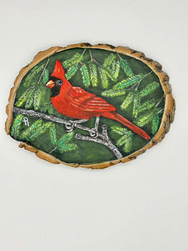 Cardinal in the Pines by Donna Richardson