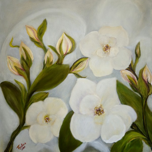 Magnolia with History Museum Figure -Painter by Teri Giuliano