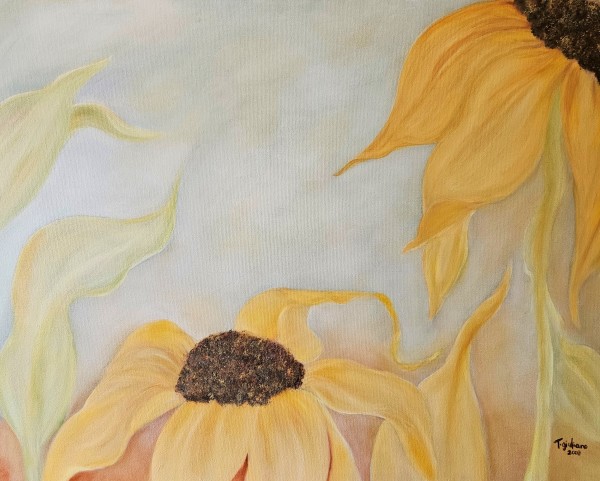 Sunflower and Lilies -Longevity and Devotion - Diptych 1 & 2 by Teri Giuliano