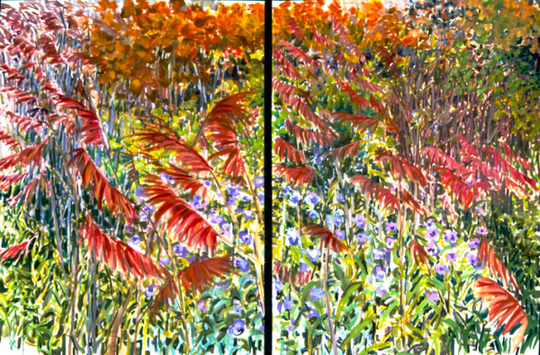 Red Sumac (Diptych) by Regina Silvers