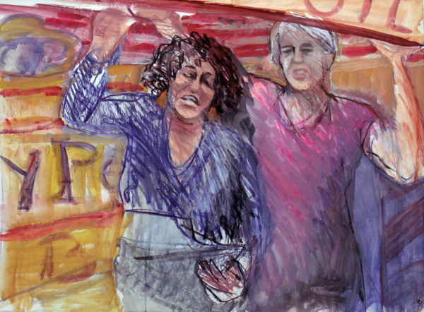 Peace Plank Rally, Viney & Barbara (?) by Regina Silvers