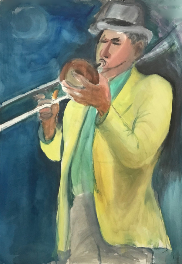 Yellow Jacket Saxophone Player by Regina Silvers