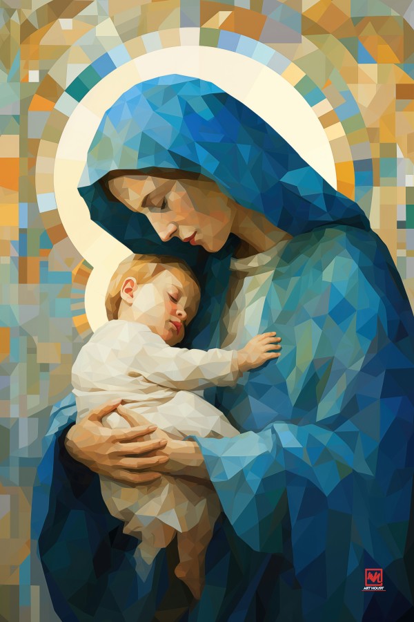 Mama Mary Holding Jesus Christ 02 by Mai Van Nhon