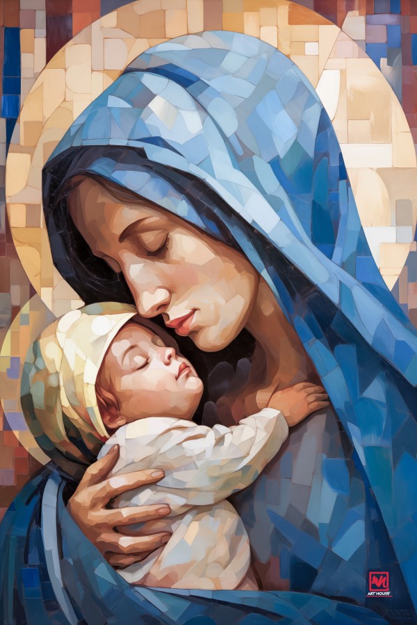 Mama Mary Holding Jesus Christ 04 by Mai Van Nhon