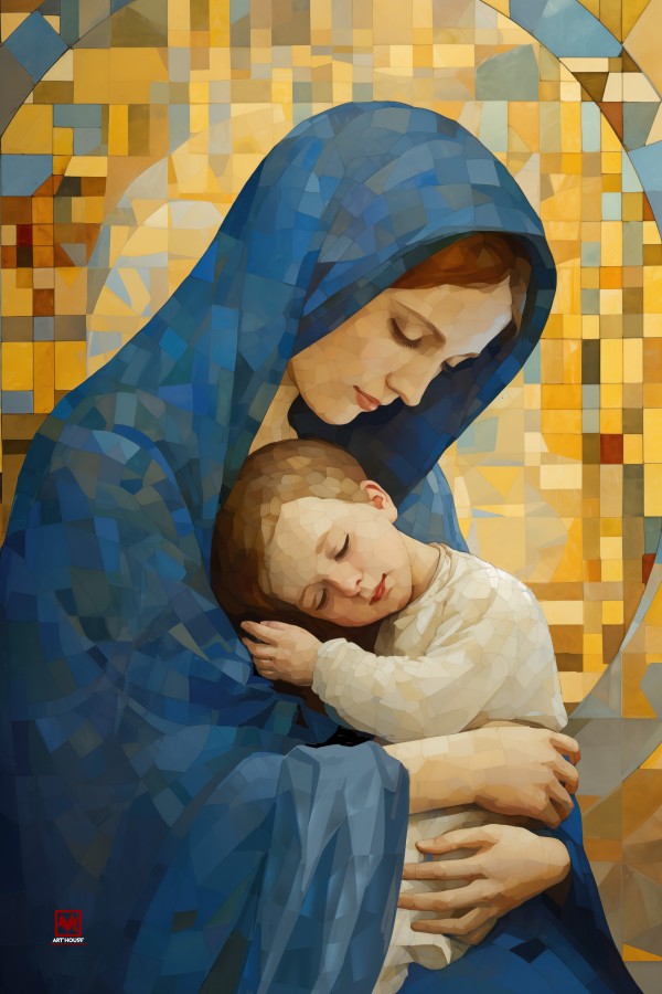 Mama Mary Holding Jesus Christ 01 by Mai Van Nhon