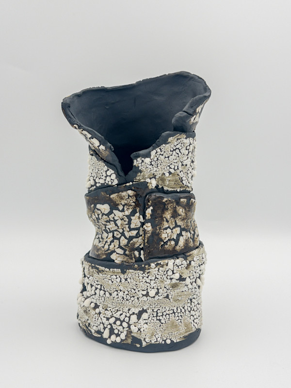 Black VaseWith White Beading Glaze- 107 by Chris Heck