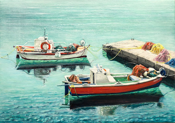 Trish's harbour, Greece by Theresa Cooper