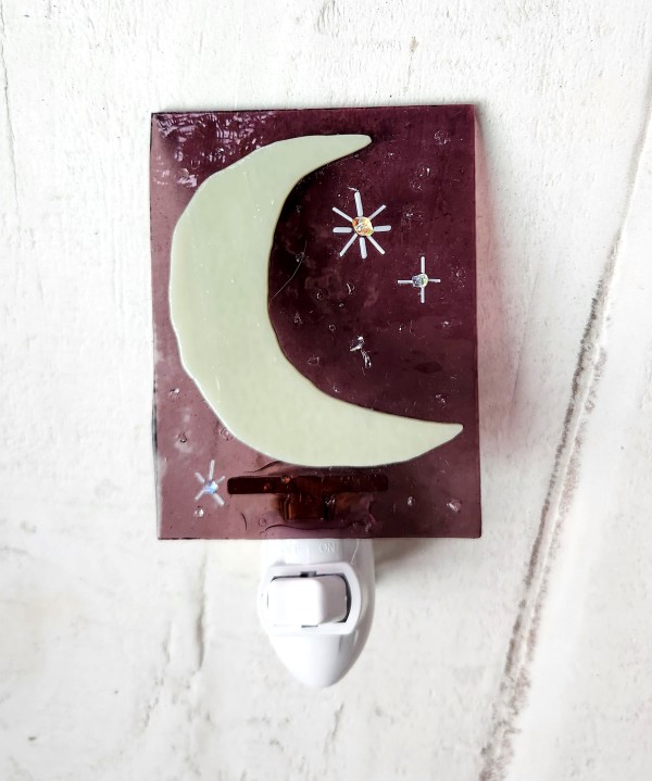 Crescent Moon, Transparent Purple BG NL by Ashley Akerlund