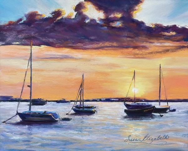 Newport Harbor at Dusk by Susan E Baldwin