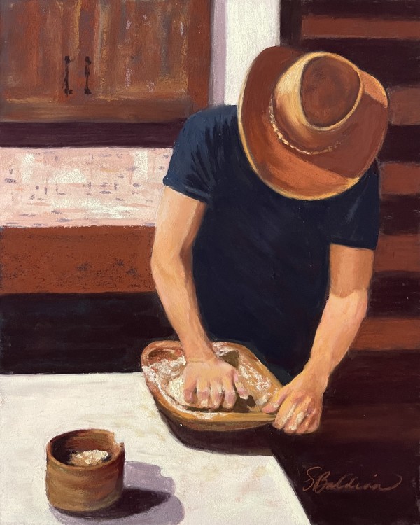 Patrick Kneading Dough by Susan E Baldwin