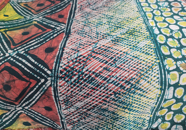 Batik Silk Scarf - Multi color & Green by Shayee Arts