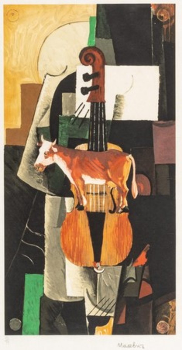 Cow and violin by Kasimir Malevitch