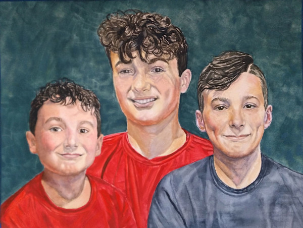 Three Dark-haired Boys/Commission by Leanne Marchand