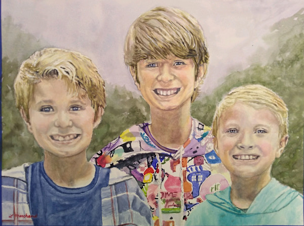 Three Light-haired Boys/ Commission by Leanne Marchand