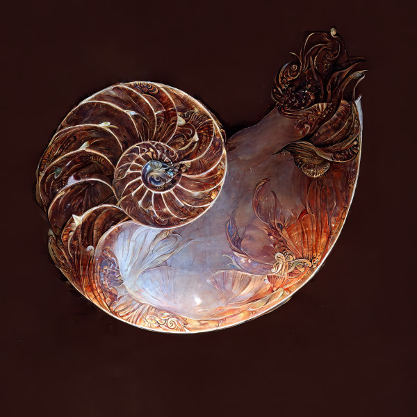 Nautilus Shell as Art Nouveau  in Amber by Mark Mrohs